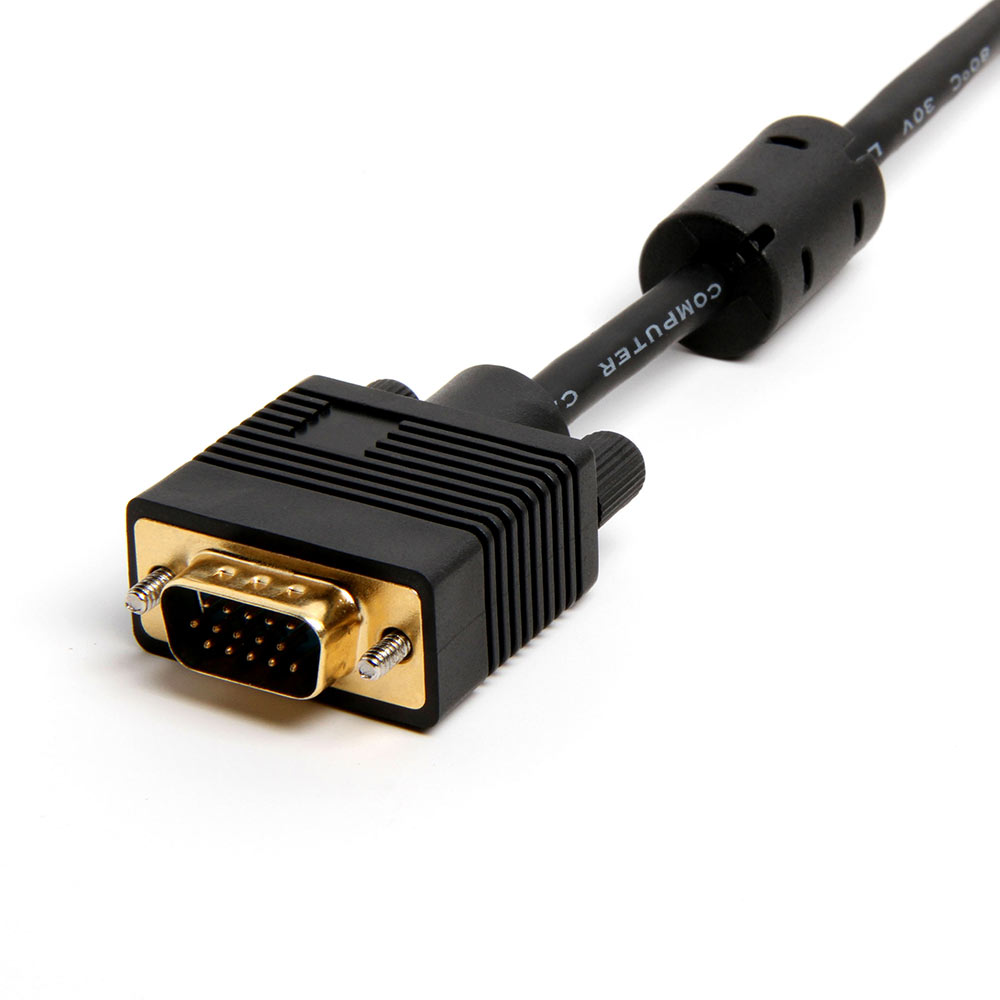 SVGA (Super VGA) MaleMale Monitor Cable wFerrites – 10 Feet